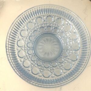 1960s Blue Button and Cane Indiana Glass Bowl